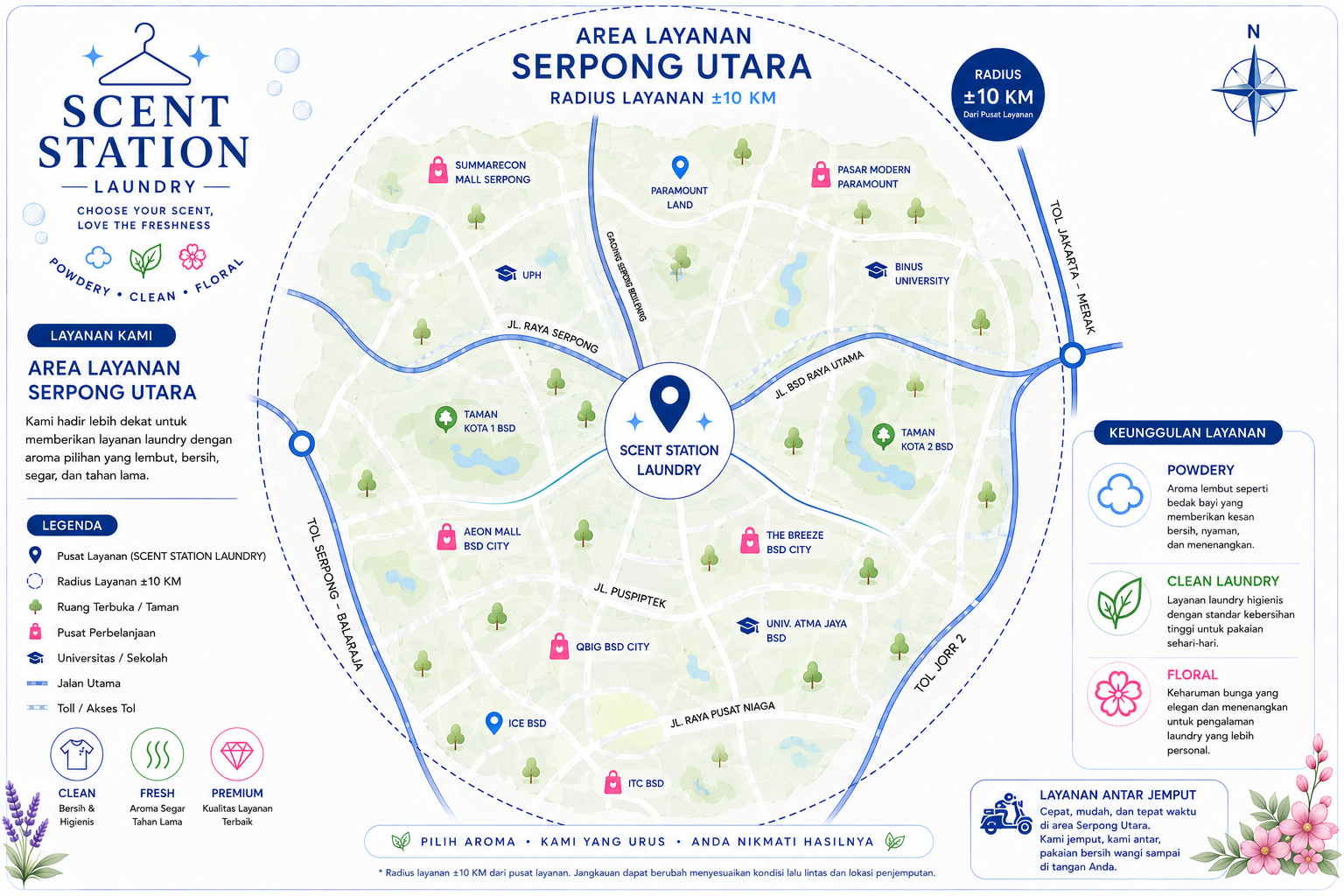 Peta area layanan ScentStation Laundry